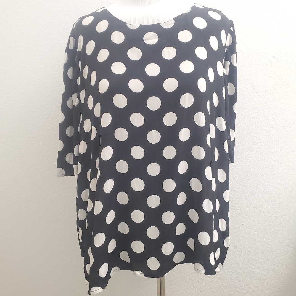 NWT Who What Wear Polka Dot Puff Sleeve Top T83